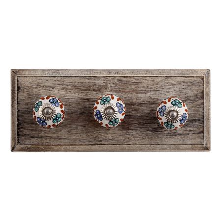 Sea Green Slate Blue Tiny Ceramic Wooden Hooks